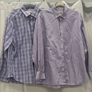 MICHAEL Michael Kors Light Blue Checked Dress Shirts (Pair)